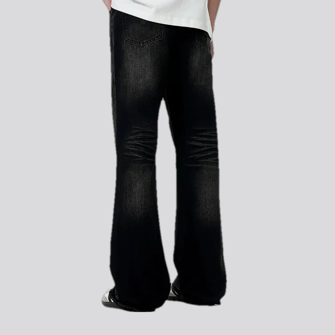 Fashionable wide fit sanded men's jeans