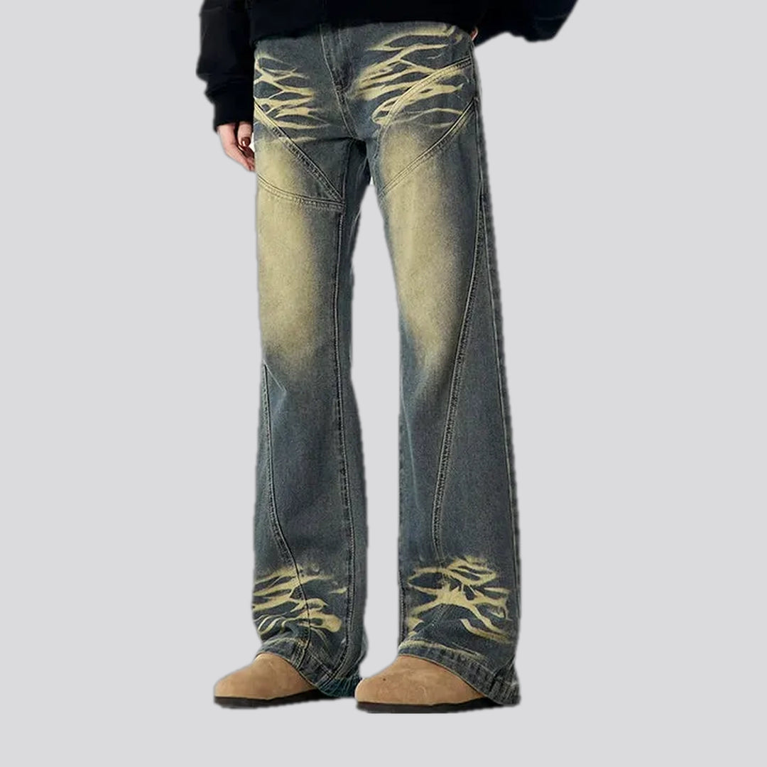 Boho style wide fit men's jeans