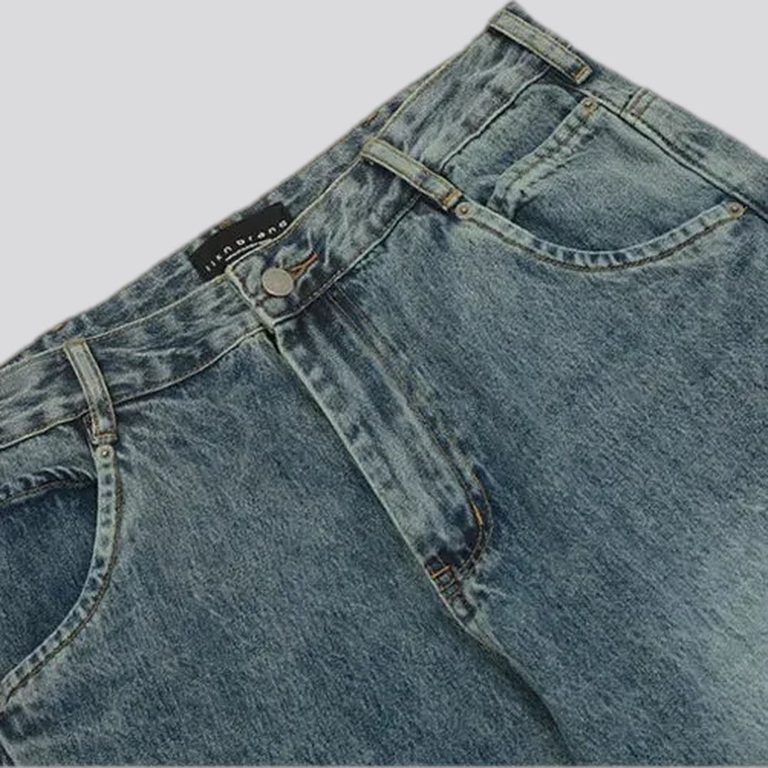 Baggy style and faded wash men's jeans