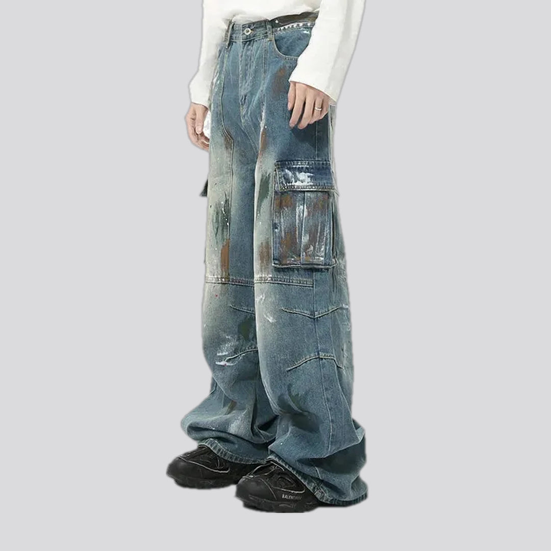 Art painted fashion street men's jeans