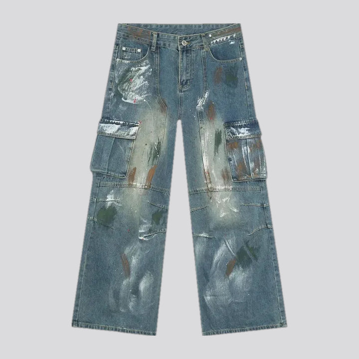 Art painted fashion street men's jeans