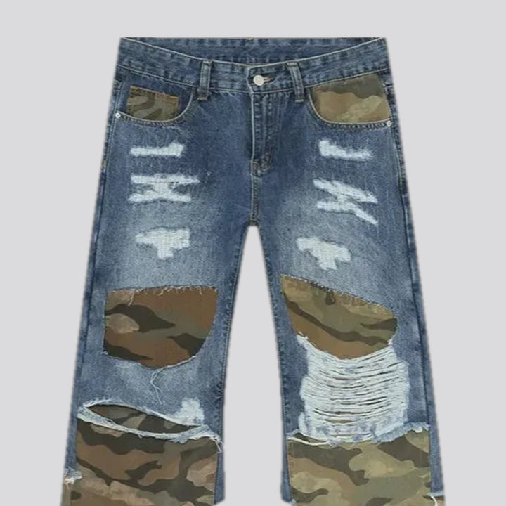 Camouflage patchwork men's jeans