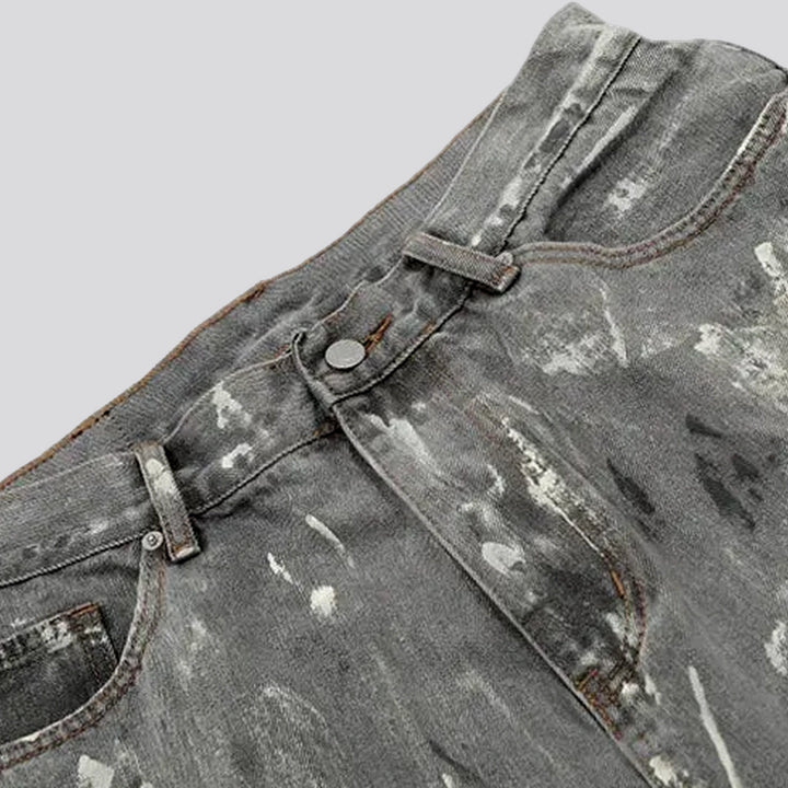 Graphic painted fashion baggy jeans for men