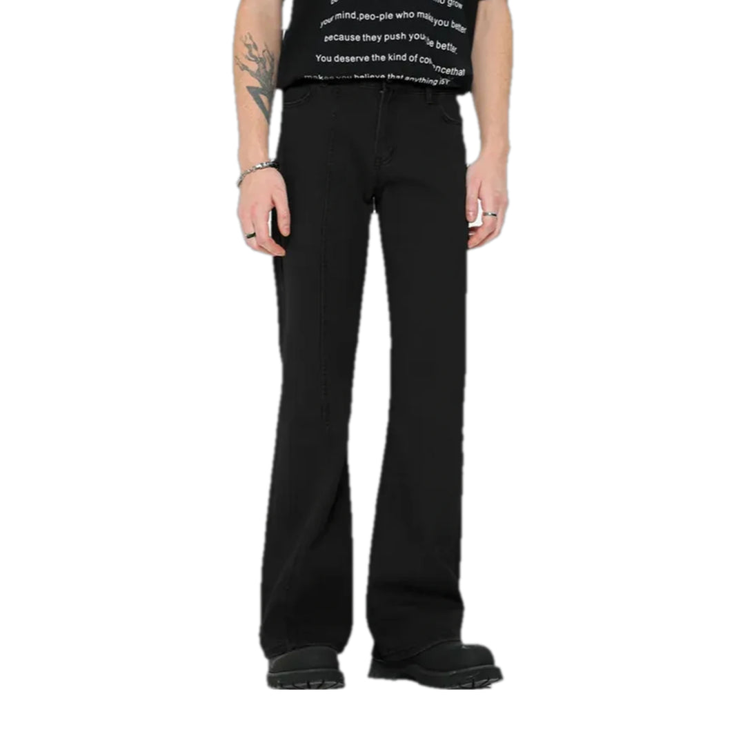 Fashionable Medium Rise Men's Denim Pants - Black