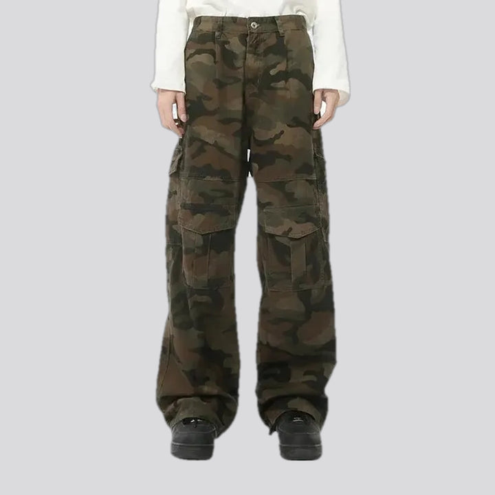 Camo multi pocket street style men's jean pants