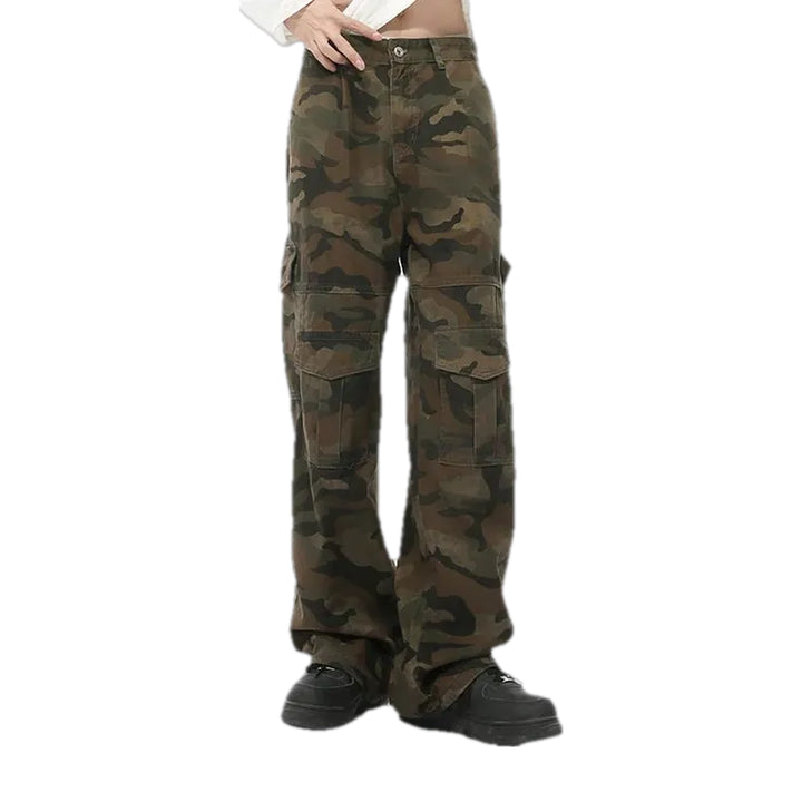 Camo Multi Pocket Street Style Men's Jean Pants - Brown