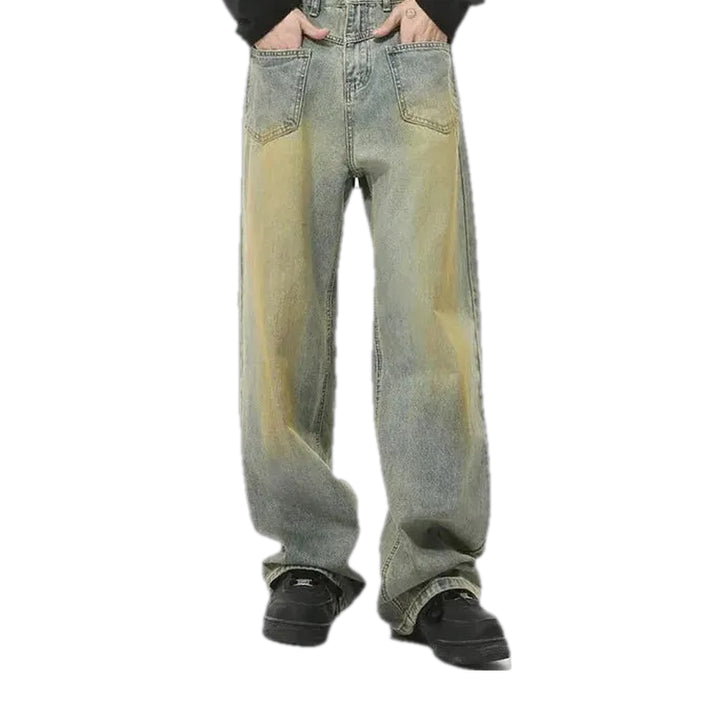 Mid-rise Fashion Boho Men's Jeans - Light Blue