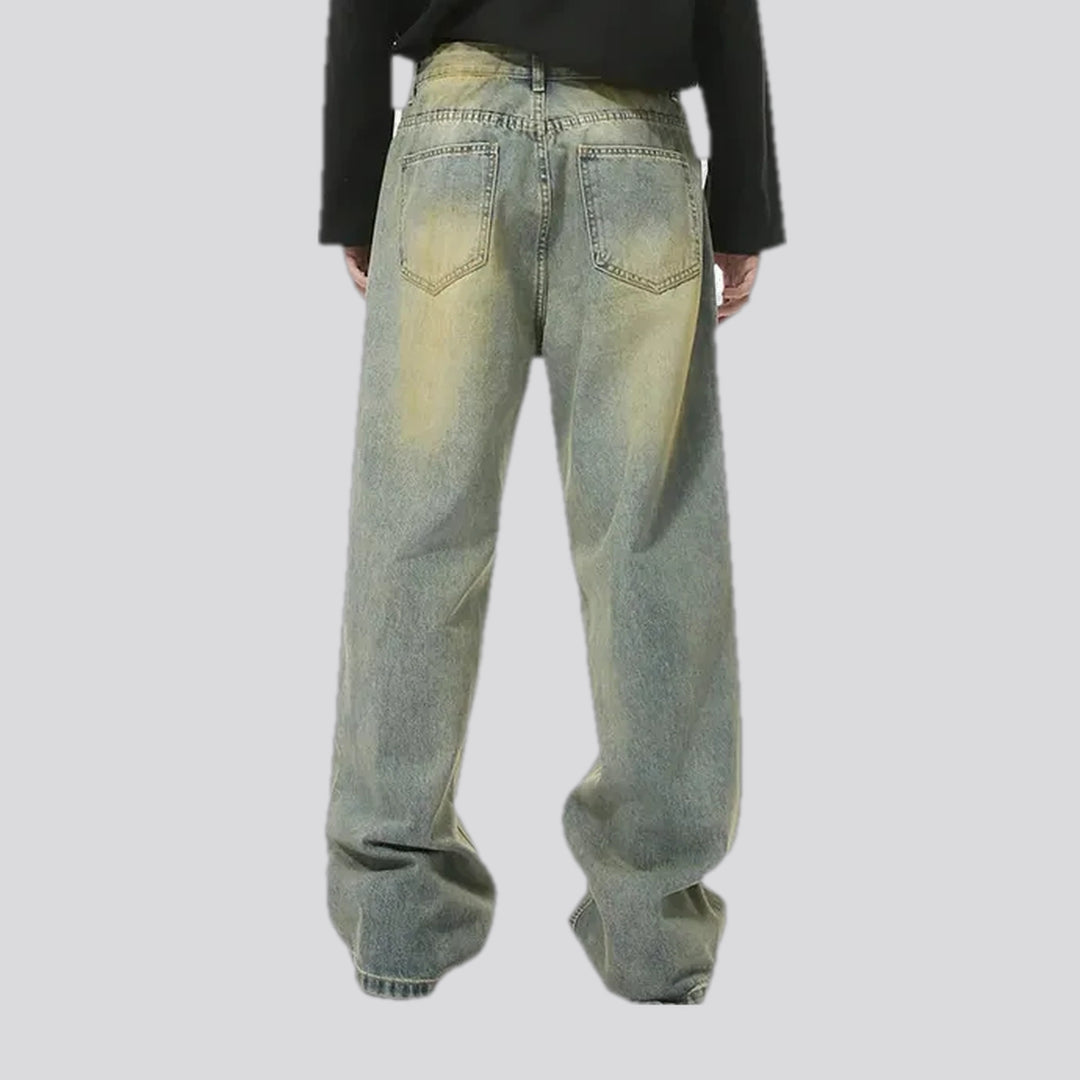 Mid-rise fashion boho men's jeans