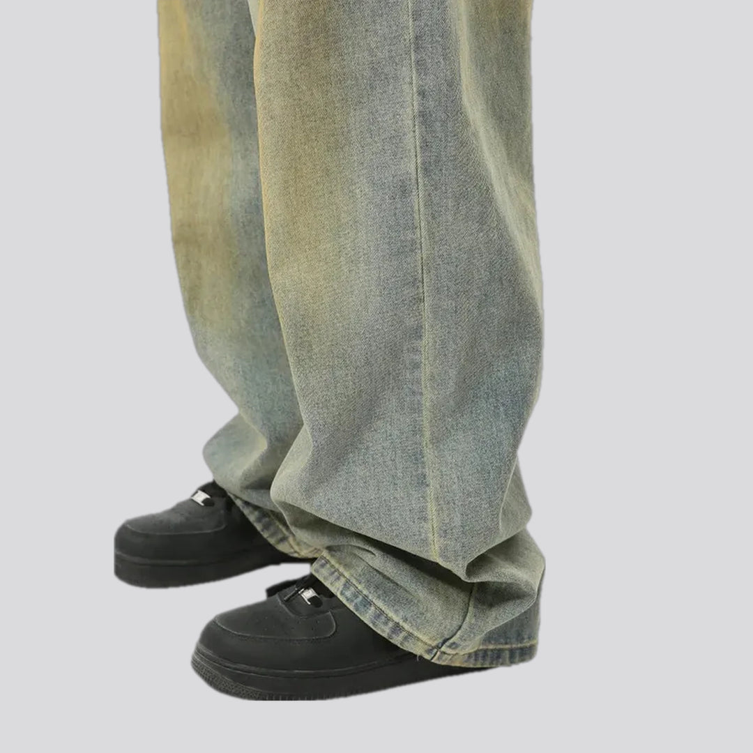 Mid-rise fashion boho men's jeans