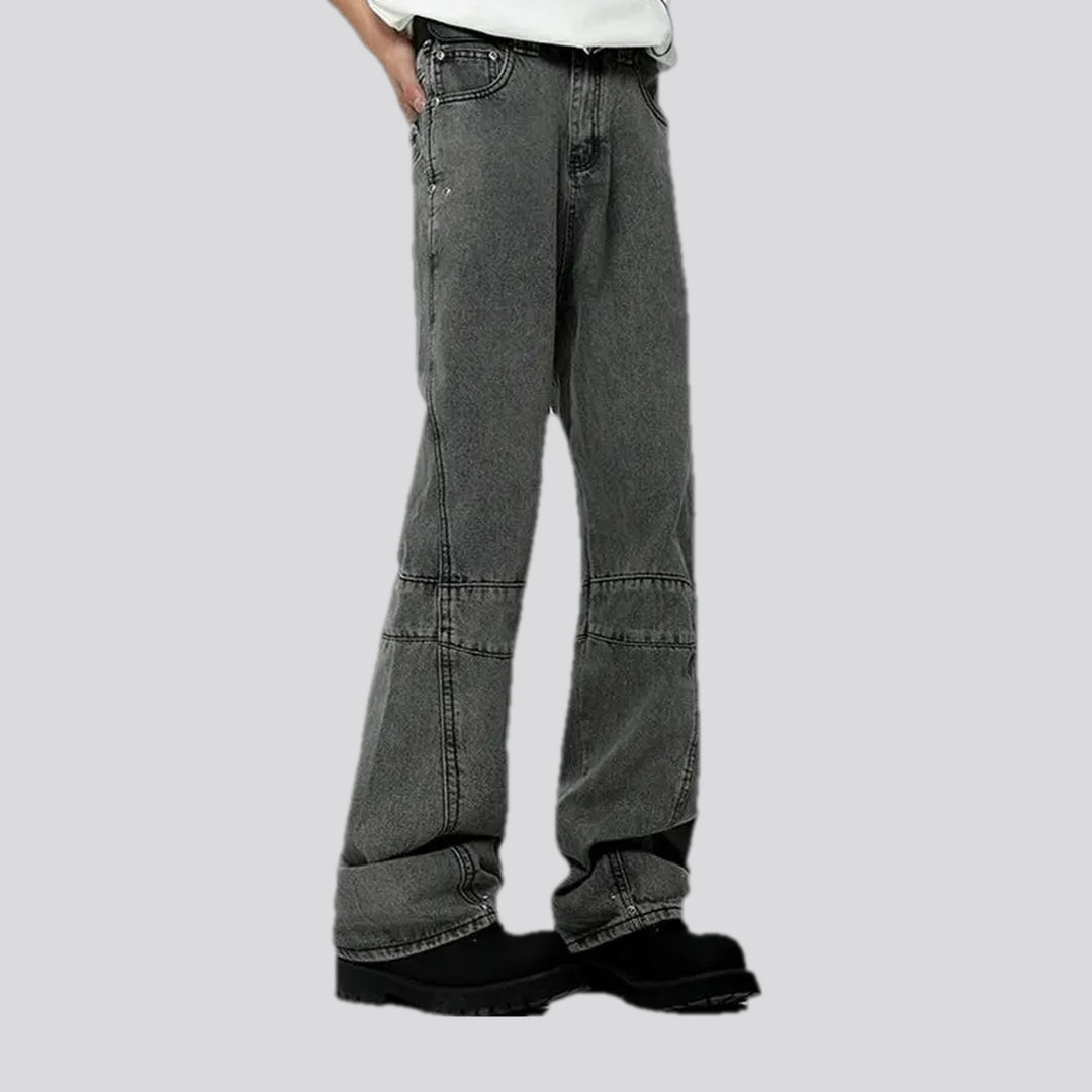 Panneled wide fit mid-rise men's jeans