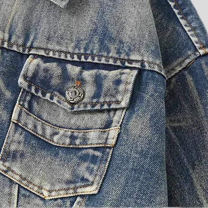 Frayed retro men's denim jacket