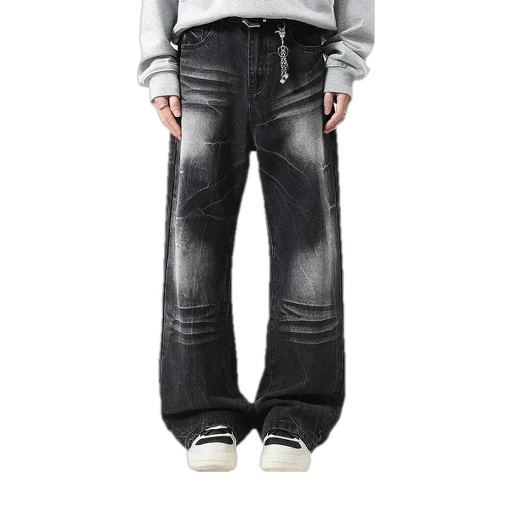 Boho Fashion Washed Out Jeans for Men - Black