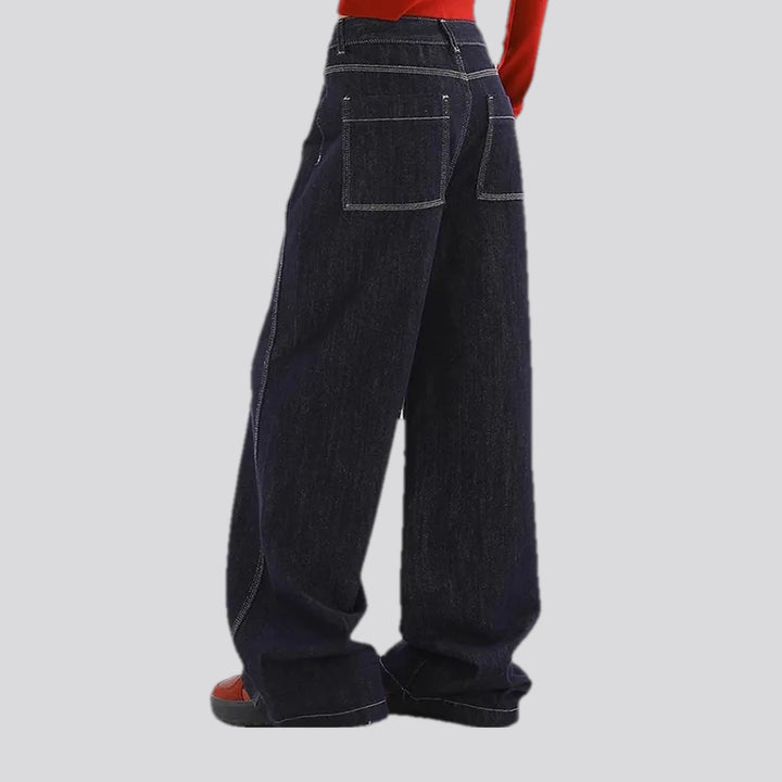 Baggy fit 90s style contrast women's jeans