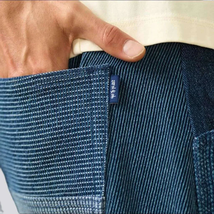 Ornament fabric jean shorts
 for men