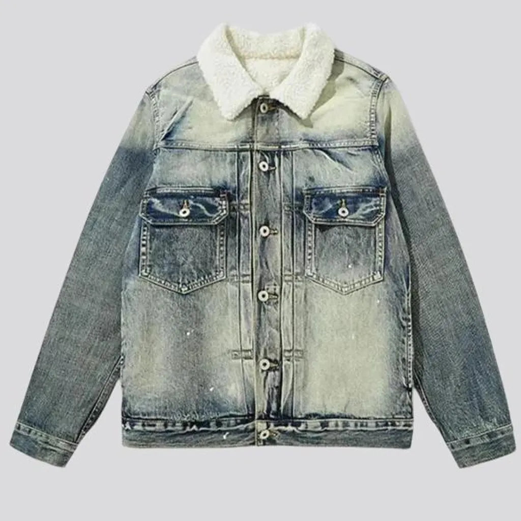 Regular fit retro men's denim jacket