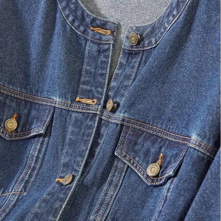 Vintage round-collar jean jacket
 for ladies