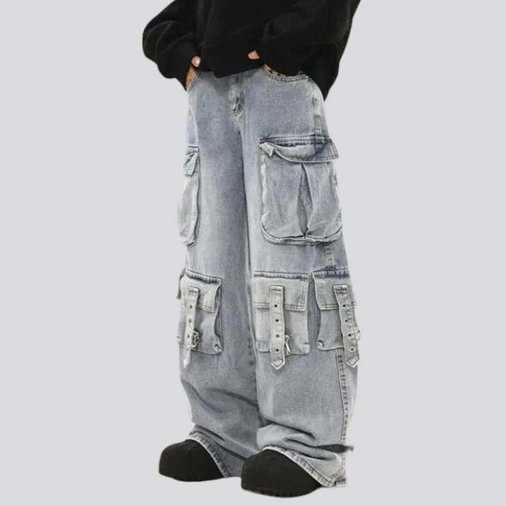 Baggy cargo multi pocket men's jeans