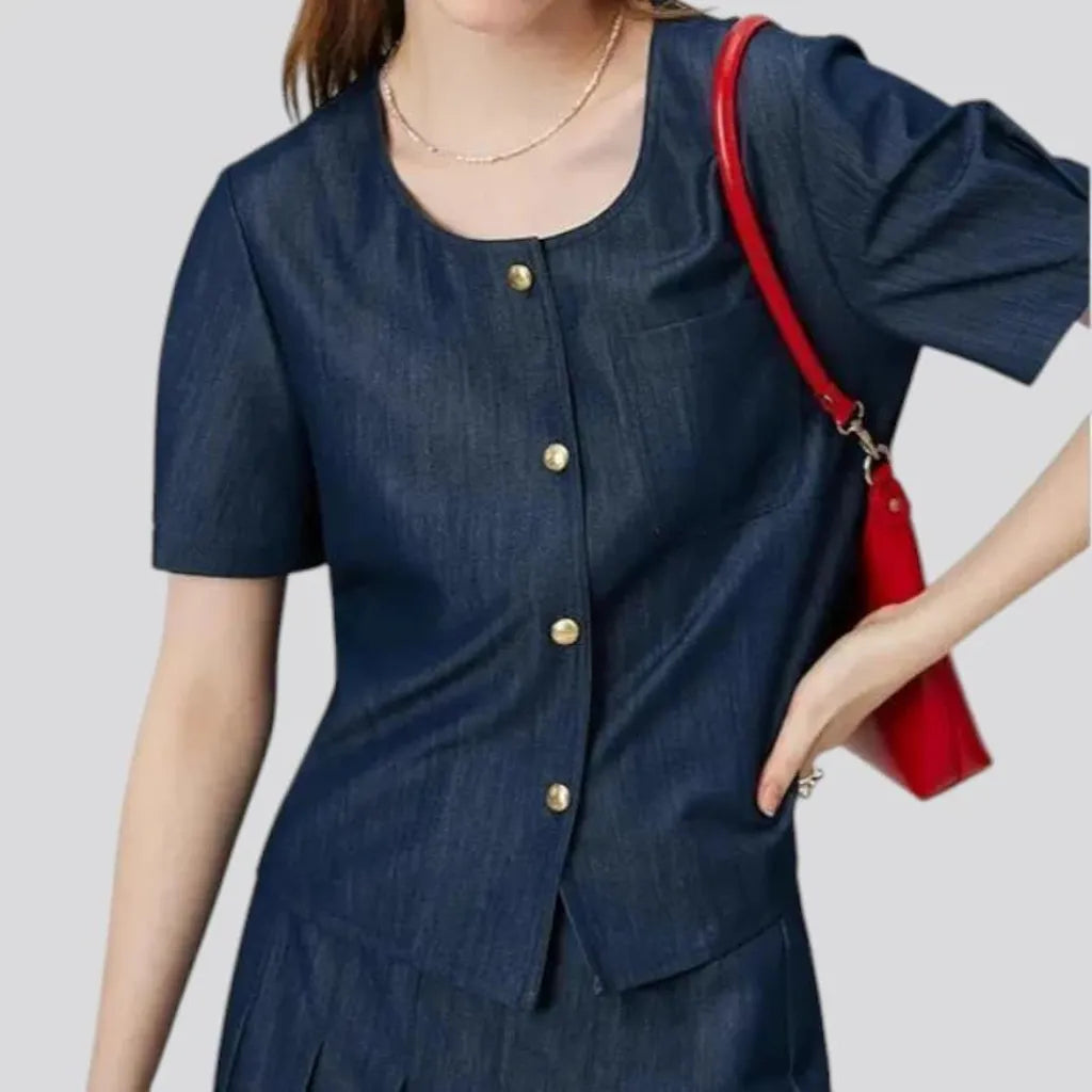 Casual dark women's jeans shirt