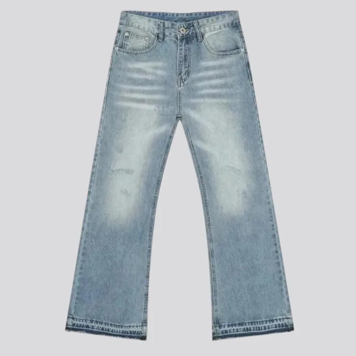 Sanded whiskered style men's jeans