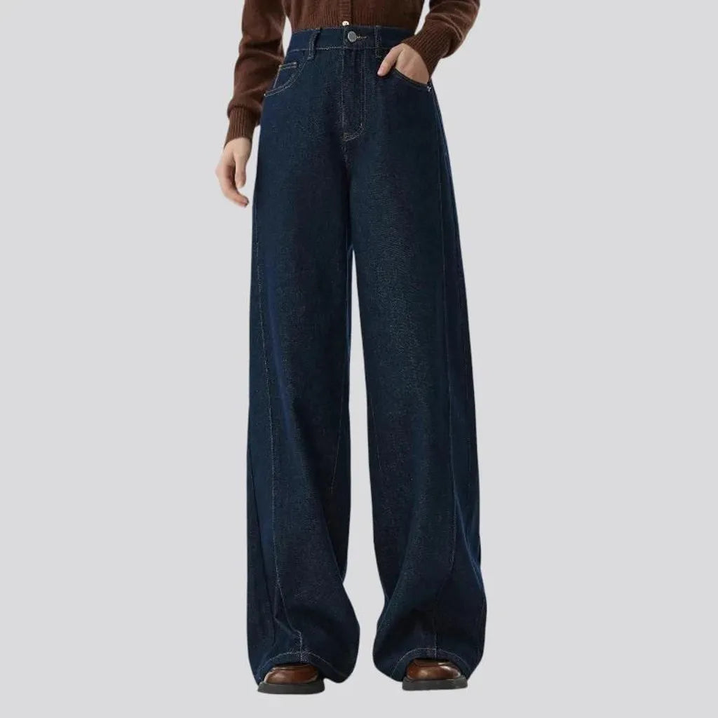 90s fashion dark flared women's jeans