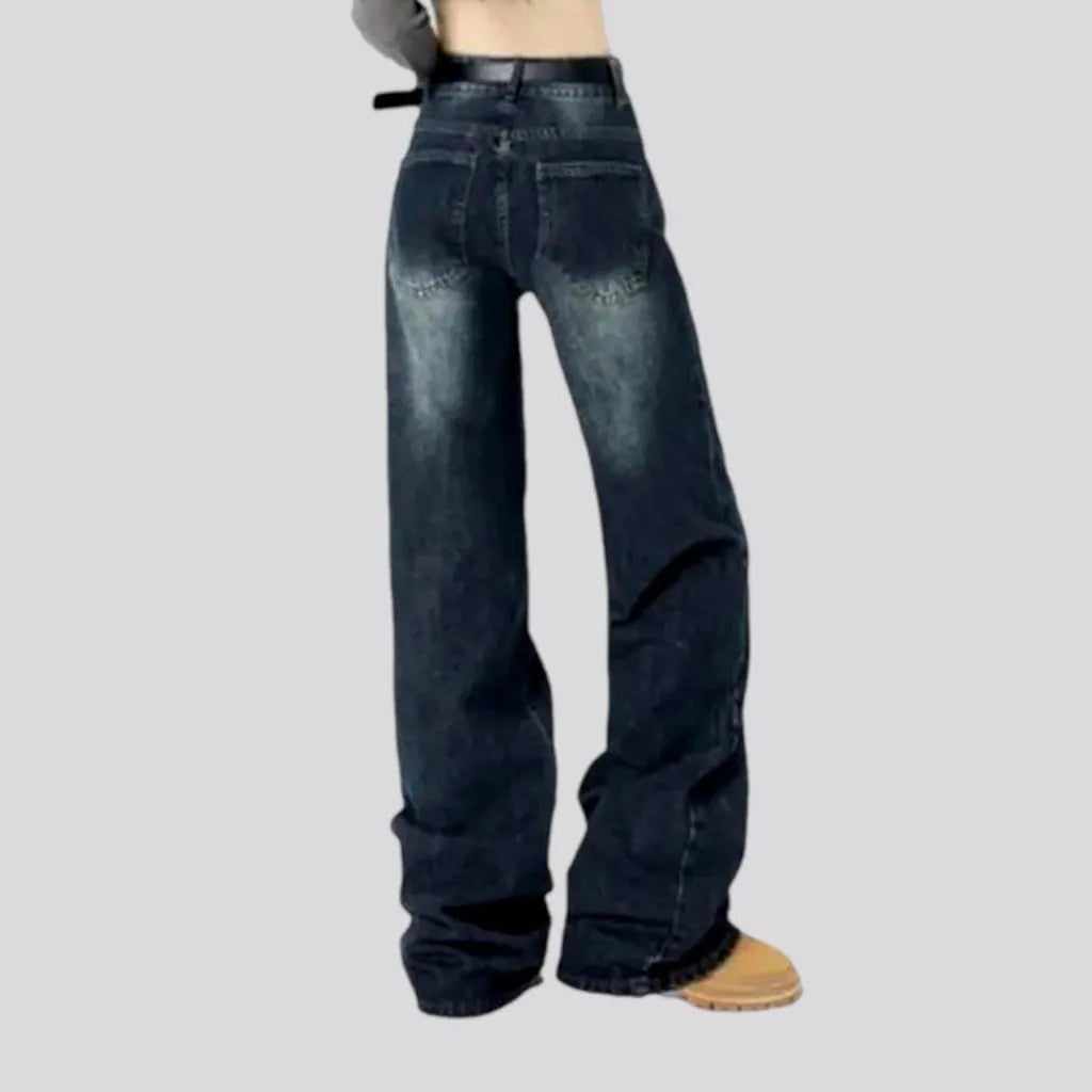 Dark sanded jeans
 for women