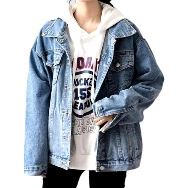 90s light-wash denim jacket
 for ladies