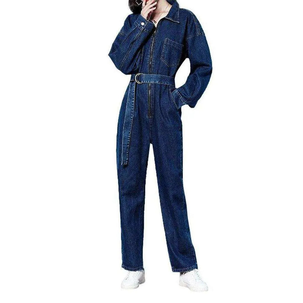 90s Oversized Jeans Women's Jumpsuit - Dark Blue