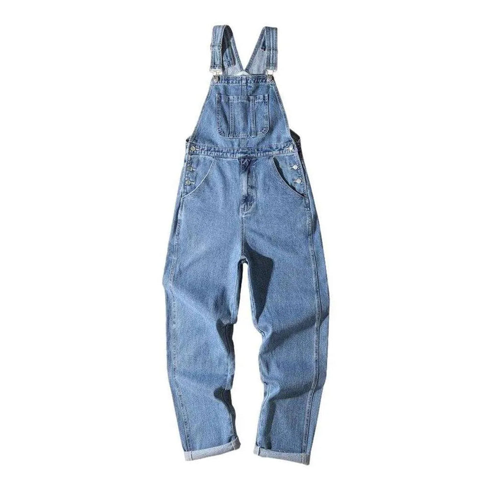 90s Style Men's Denim Dungaree - Light Blue