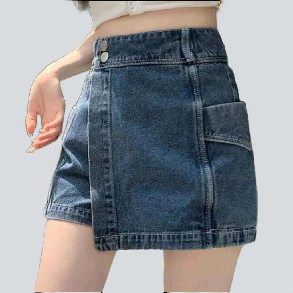 Irregular mini denim skirt