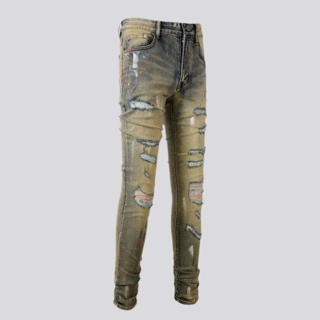 Distressed men's vintage jeans