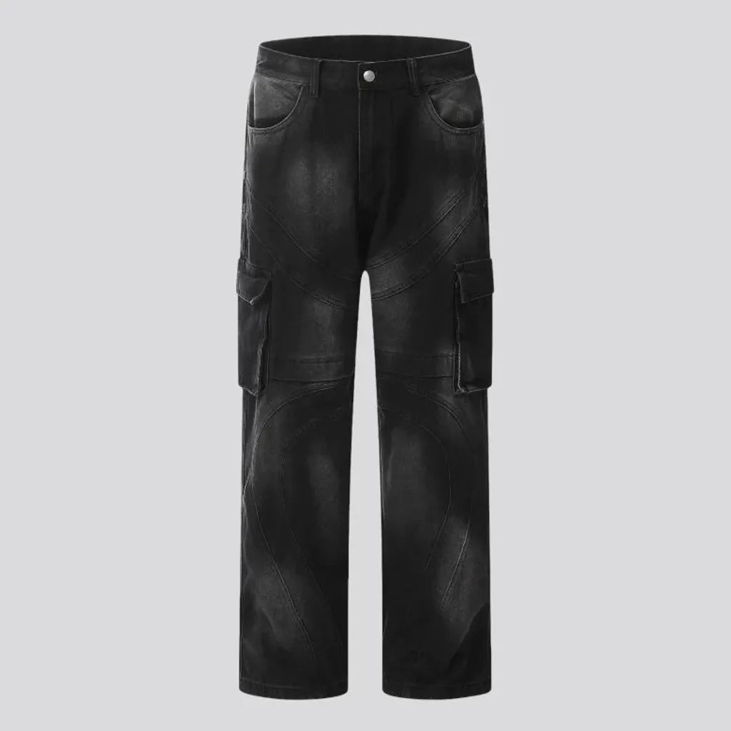 Boho washed out cargo men's jeans