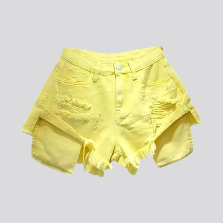 Grunge mid-waist denim shorts
 for women