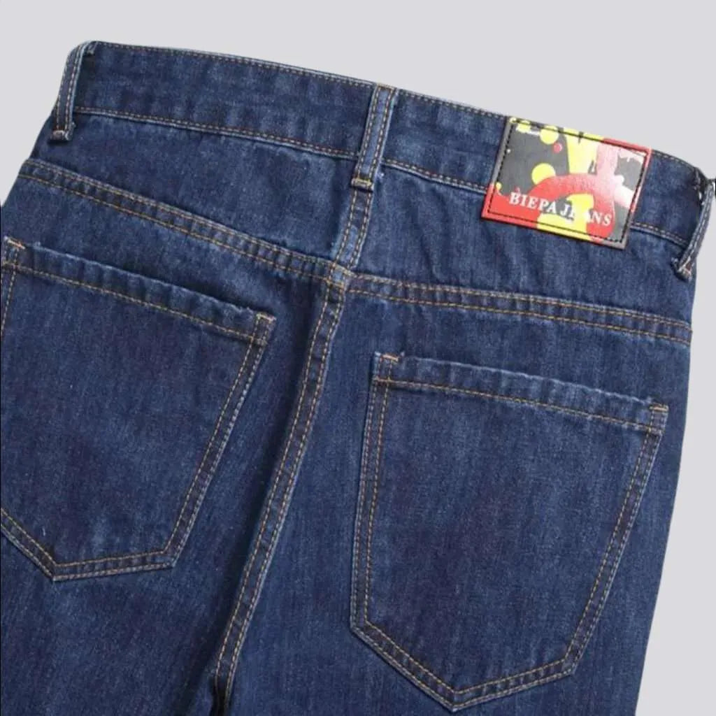 Skinny men's patchwork jeans