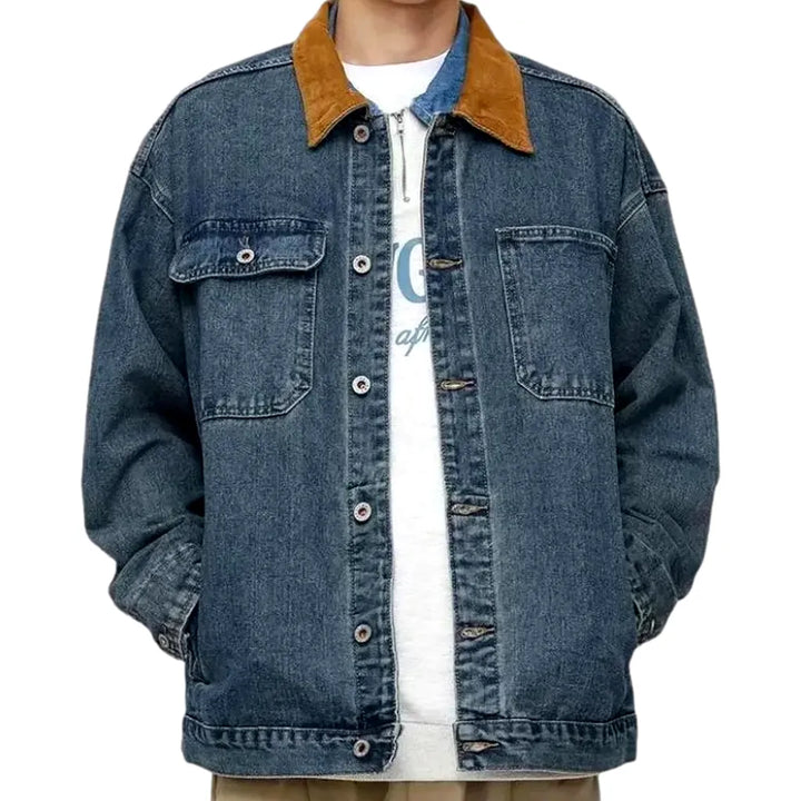 Retro Fit Denim Jacket for Men - Blue