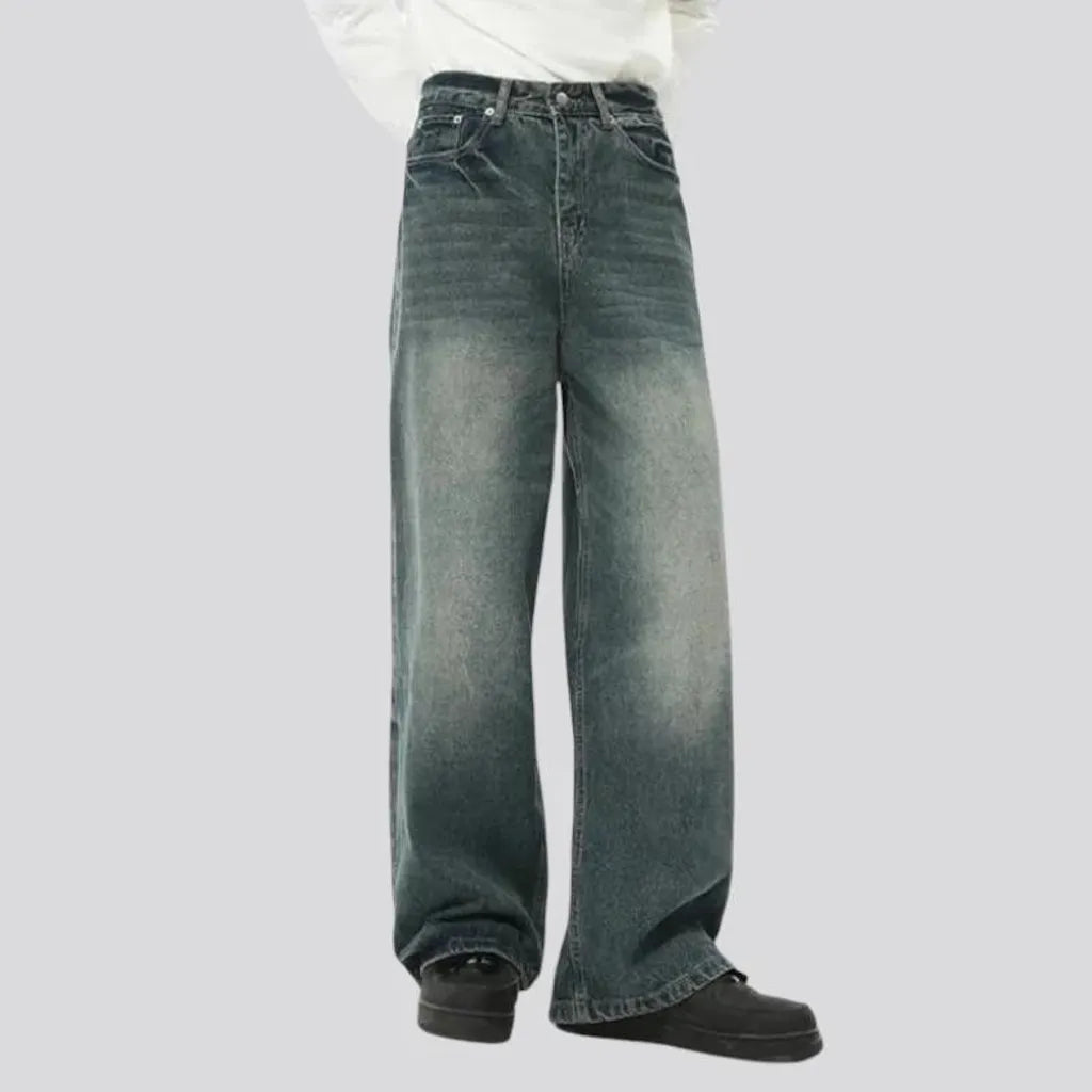 Sanded light washed out men's jeans