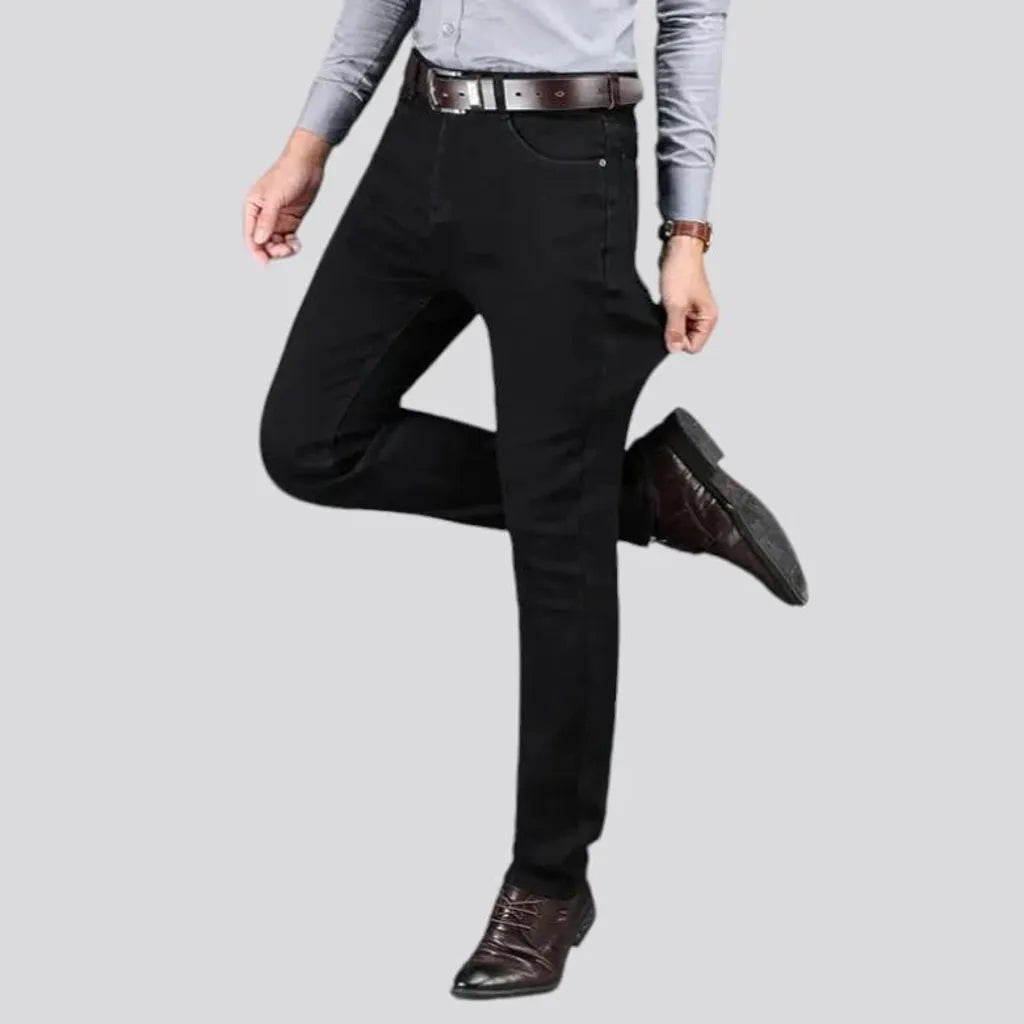 Slim fit monochrome stretchable jeans for men