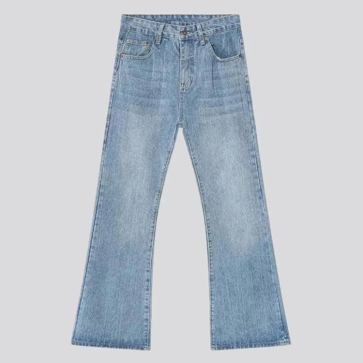 Sanded whiskered street style jeans for men