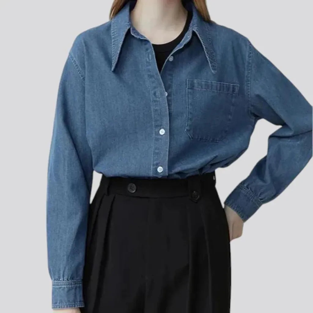 Casual fit jean shirt for ladies