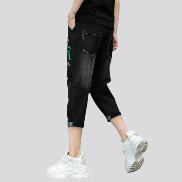 High-waist black denim pants
 for women