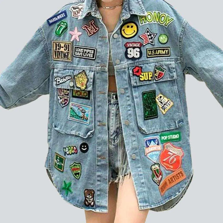 All-over patched denim jacket