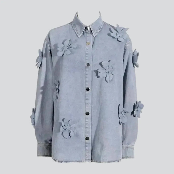 Extra-large fashion chambray jean shirt for ladies