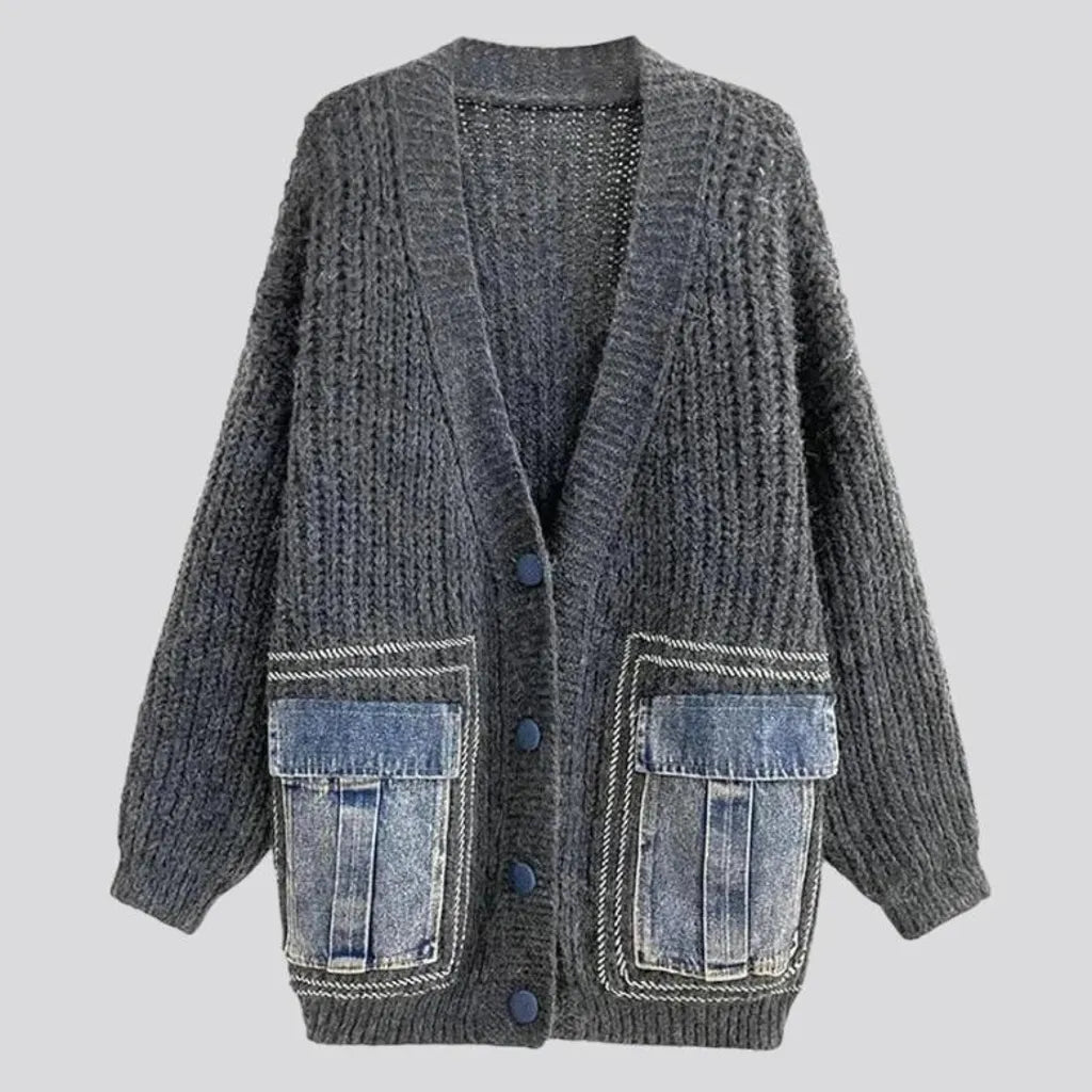 Boho style denim cardigan for ladies