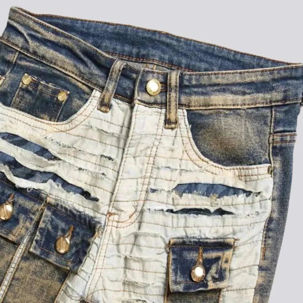 Patchwork fashion jeans
 for men