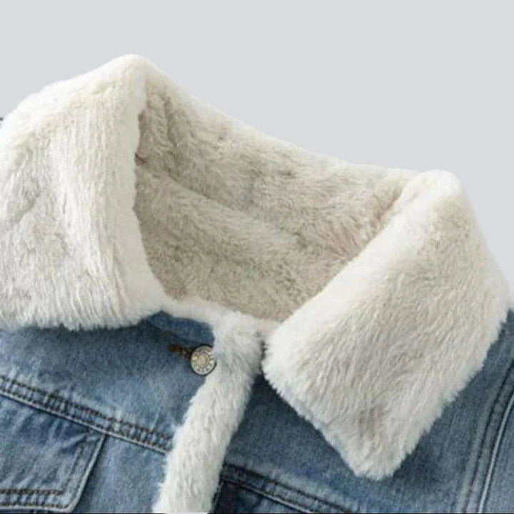 Lamb fleece women's denim jacket