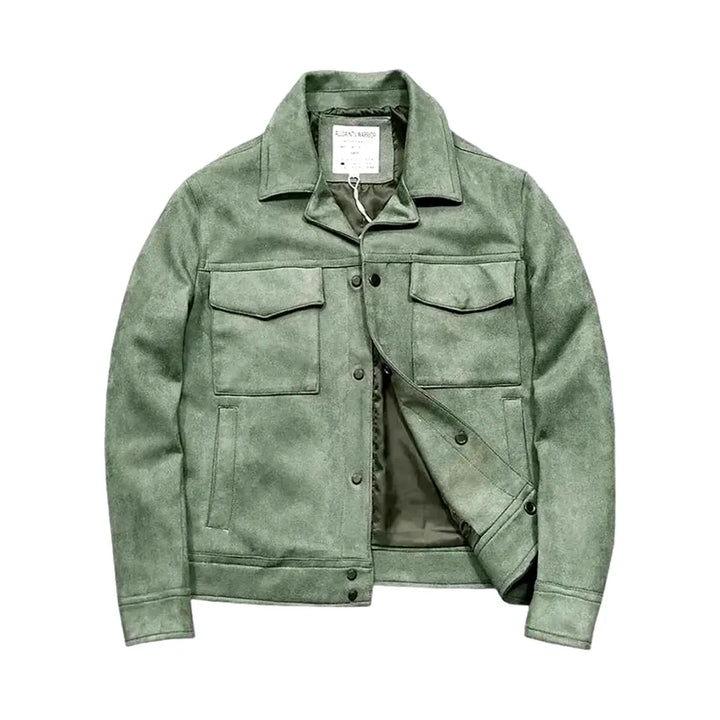 Colored Regular Fit Jean Coat for Men - Green