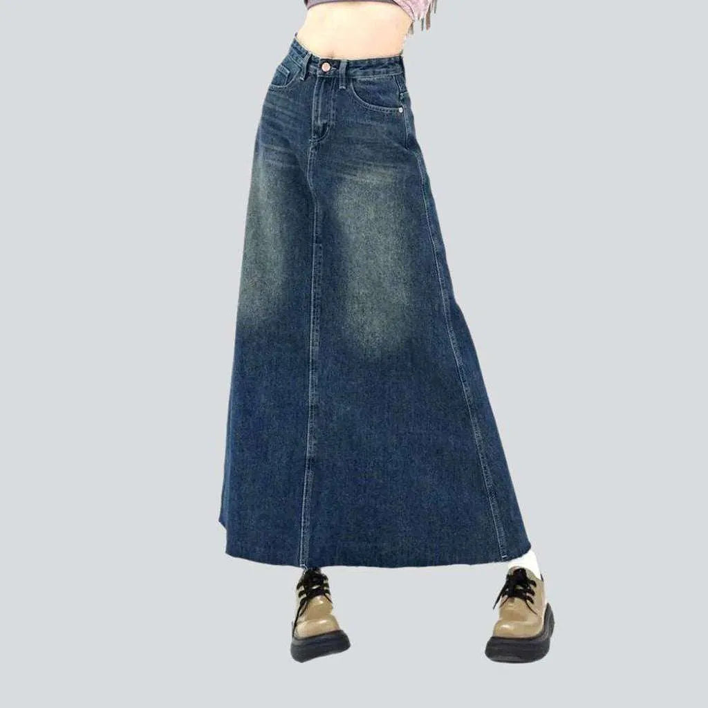 A-line sanded long denim skirt | Jeans4you.shop