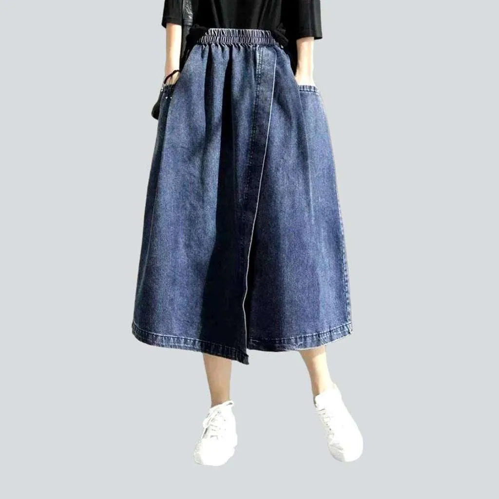 Asymmetric denim skirt with rubber | Jeans4you.shop