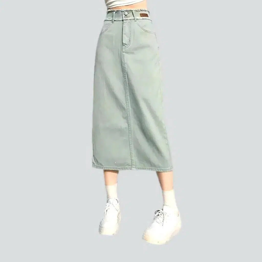 Back slit color denim skirt
 for ladies | Jeans4you.shop