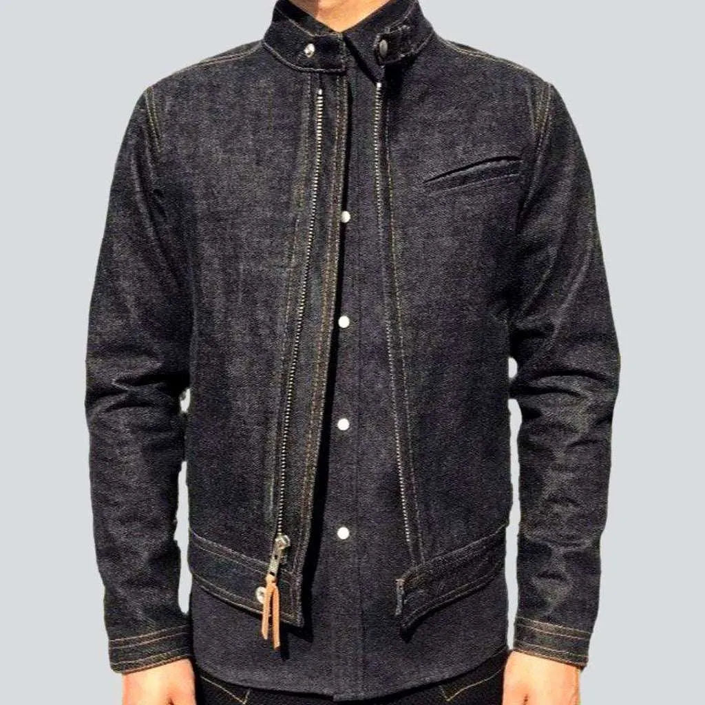 Black biker jean jacket
 for men | Jeans4you.shop