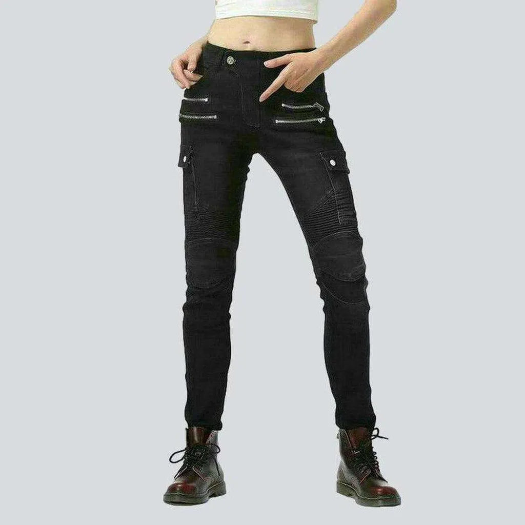 Black biker jeans for women | Jeans4you.shop